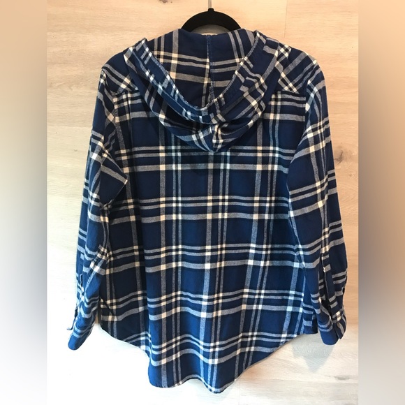 Body10Der❤️ Fleece Plaid Hoodie Button Down Womens Shirt - Picture 3 of 7